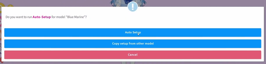 Pop up nouvelle exportation auto setup d&#39;avatar