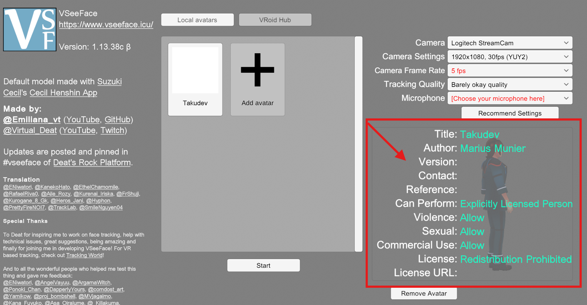 Les métadonnées d&#39;un avatar VRM