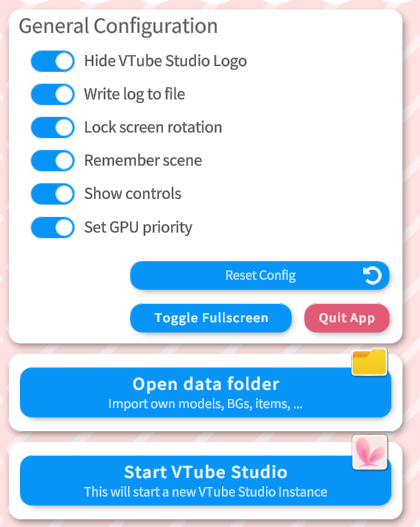 Les paramètres généraux de VTube Studio