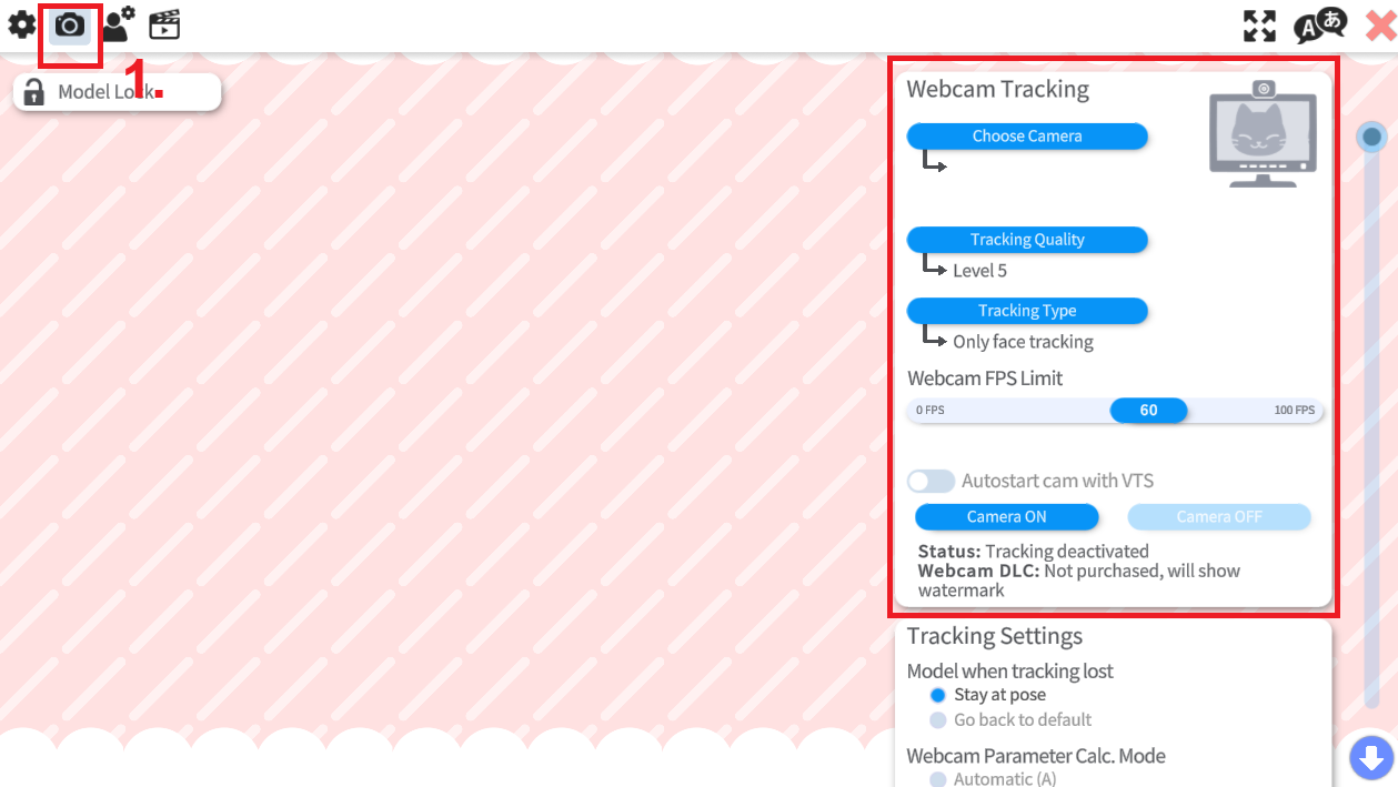 Ouverture paramètres VTube Studio