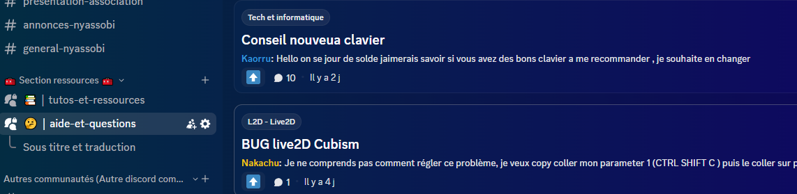 Channels Discord pour contributions